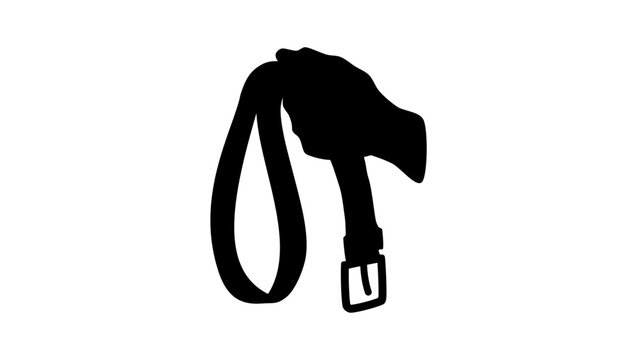 Belt in hand, black isolated vector silhouette