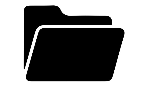 Minimalist black folder icon vector, open document folder silhouette for file management, professional office storage and data organization symbol