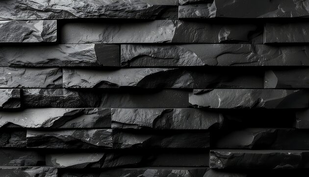 Black Slate Stone Wall Texture Background