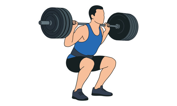 Man Performing Barbell Back Squat Exercise