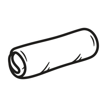 Black hand-drawn spring roll or burrito isolated on a white background, food for restaurant menu and culinary projects