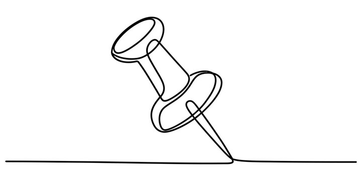 Continuous single line drawing of a push pin office supply