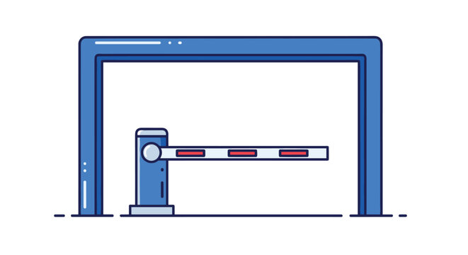 Simple vector illustration of a modern automatic road toll gate or parking barrier on a white background.