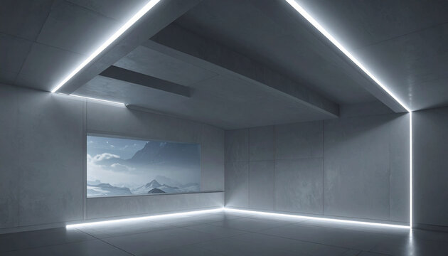Futuristic Minimalist Neon Interior