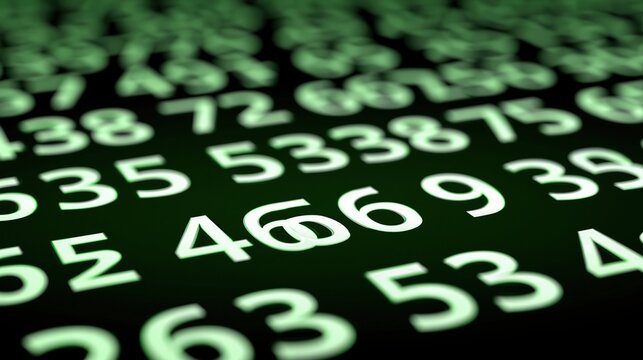 Digital Data Stream of Green Numbers on a Dark Background Representing Technology and Finance