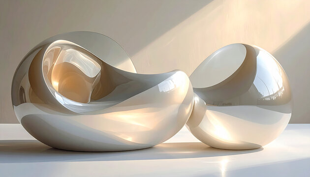 Abstract Metallic Sculpture in Soft Light