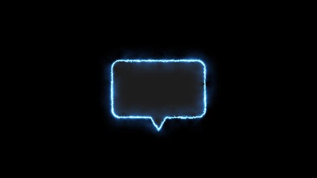 Blue Neon Glowing Lower Third Speech Bubble Animation on black background, Chat Box and Communication