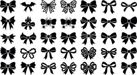 Fototapeta premium Large set of decorative bows and ribbons for gift wrapping and holiday festive designs