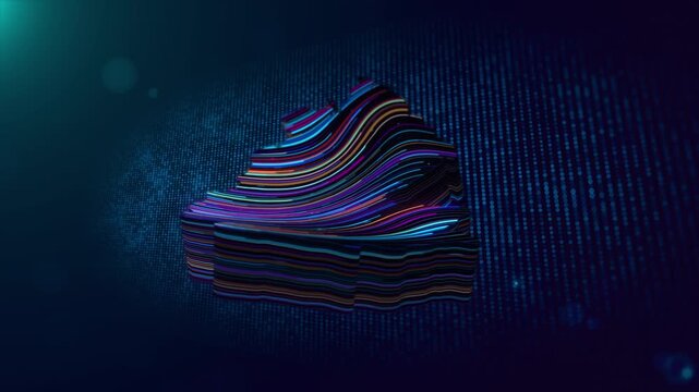 Modern motion graphics featuring an animated Germany map reveal with colorful glowing wave lines, digital particle grid, cinematic depth of field, and futuristic technology atmosphere.