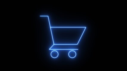 Futuristic glowing neon shopping trolley symbol for digital commerce © MstMonowara