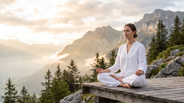 woman meditating in yoga pose