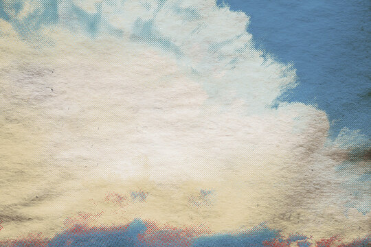 Textured Background of Old Paper and Clouds