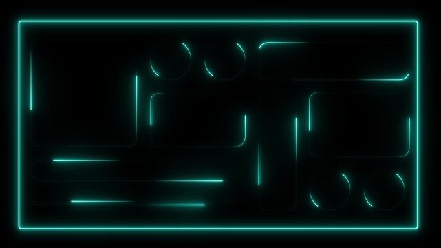 neon tool box . UI UX light frame rounded square and circle elements with a glow stroke. Collection design widget for smartphone neon animation 4k motion video.