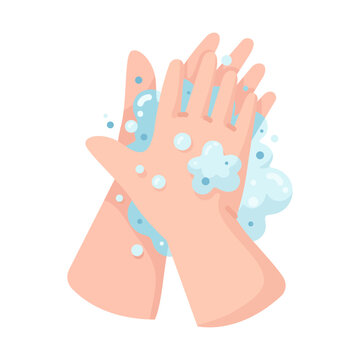 Cleanliness and hygiene concept illustrated with hands washing diligently with soap and bubbles.