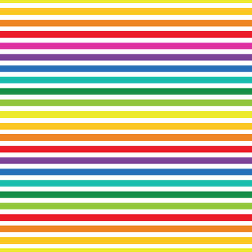 Vector colorful abstract striped seamless pattern. Bright geometric horizontal lines background with repeat modern multicolor linear texture for trendy wrapping paper print, fashion textile fabric