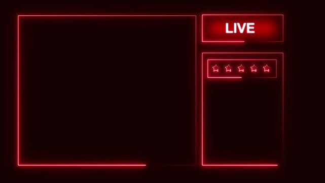 A red streaming overlay frame pulses , streaming overlay frame loop for social media.
