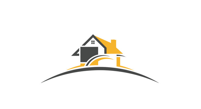 Modern House Logo Design, Real Estate Symbol, Home Architecture Icon