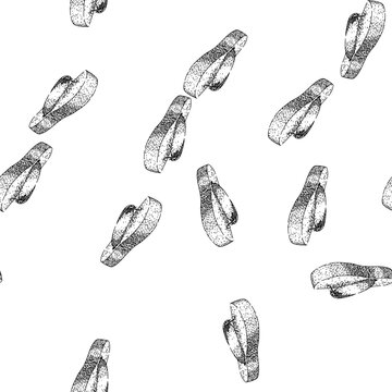 seamless pattern beach flip flops hand drawn. casual summer, footwear comfort, slip on beach flip flops black sketch illustration