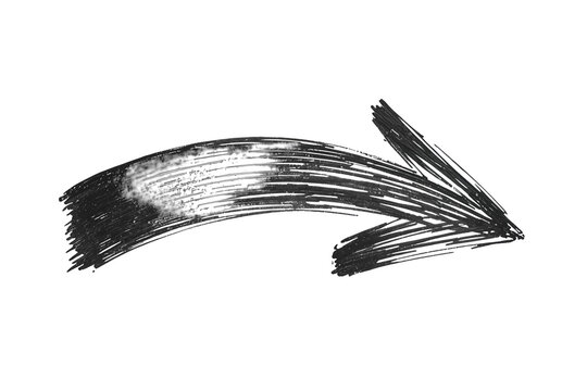 Rough black curved arrow pointing right