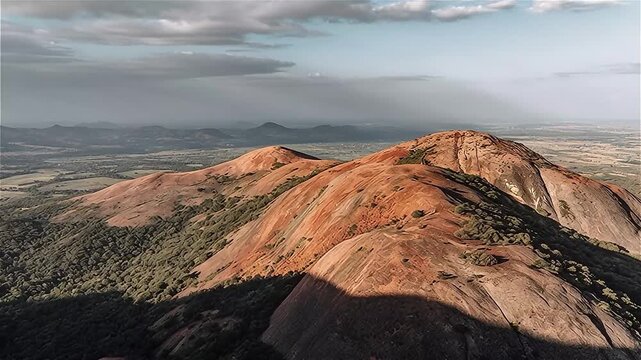 Aerial beautiful view of rocky hill mountain, Southern India.
