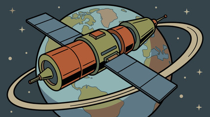 Featuring Satellite Orbiting Earth Vibrant Premium Digital Asset © Iwan