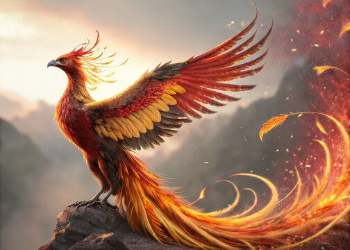 A mystical firebird in the sky.
