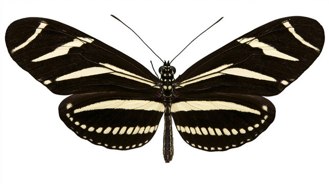 Zebra Longwing Butterfly Isolated on White Background