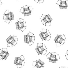 Fototapeta premium seamless pattern recycle cardboard box hand drawn. durable versatile, lightweight customizable, biodegradable sustainable recycle cardboard box black sketch illustration