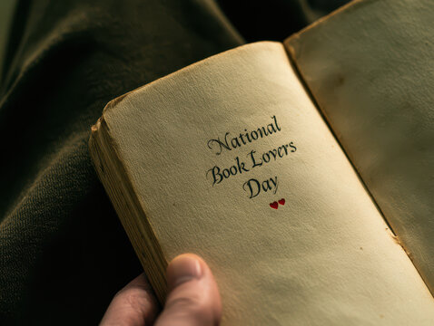 National Book Lovers Day Embrace Vintage LeatherBound Pages with Ink Heart