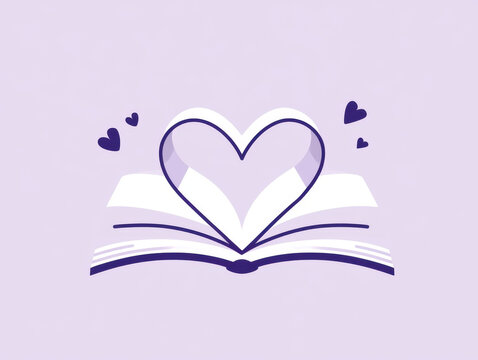 Whimsical Ink Open Pages Where Dreams Hearts and Stories Float in Purple