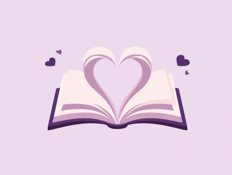Whimsical Purple Heart Minimalist Bookmark Art for Dreamy Story Lovers