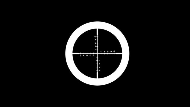 Sniper target icon scope. Shooting Target of Sniper score Sight cross hair Square Gun view. Aim animation. Lens effect, Rifle scope, suitable for Military video overlays.