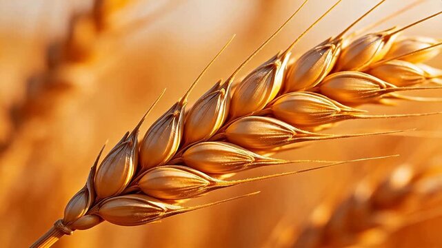 Closeup of golden wheat ear