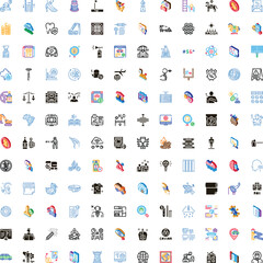Naklejka premium Set of assorted glyph, outline, gradient, and isometric icons for business, technology, finance, travel, and health, illustrating a wide range of everyday concepts and services