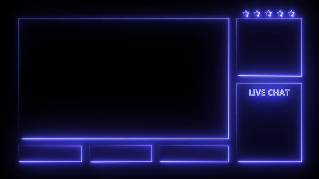 A futuristic neon blue intermission stream overlay designed for live broadcasting.