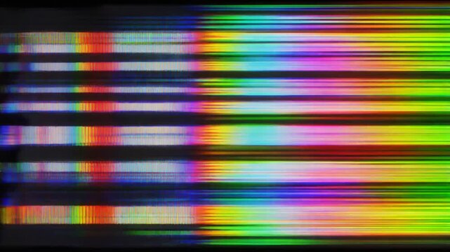 vibrant abstract digital glitch art with colorful horizontal lines and motion