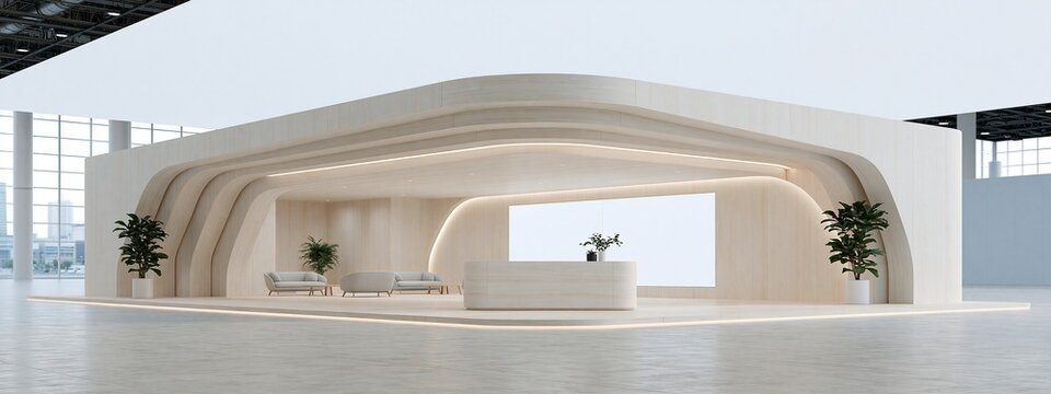 Minimalist Exhibition Stand Interior Design Empty Space for Product Show