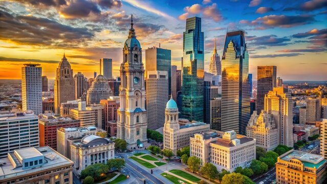 A majestic sweep of steel and stone dominates philadelphias vibrant downtown canvas