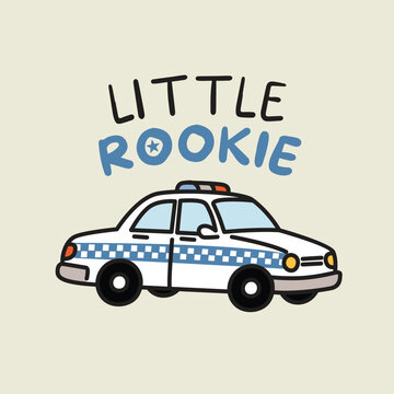 Cute Police Car Cartoon Illustration for Baby and Kids Design