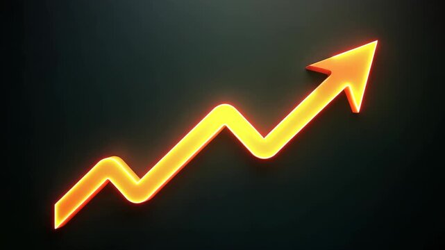 Abstract arrow business growth and graph chart icon animation , black background animation graph arrow ,.