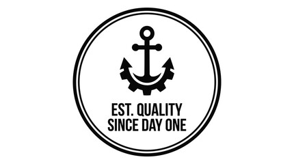 Vector illustration of nautical emblem with anchor and gear design nautical maritime © MDMainul