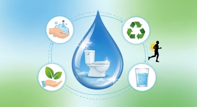 water conservation cycle infographic showing sustainable practices