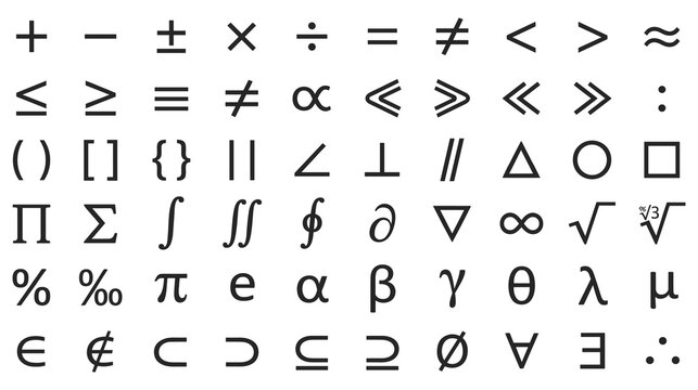 Set of math symbols physics and chemistry icon.
