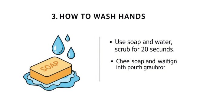 Hand washing with soap and water instructions
