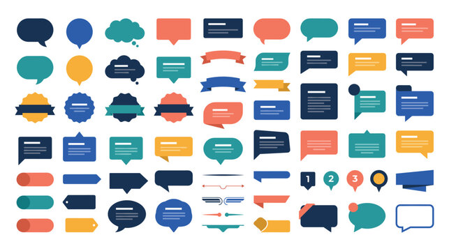 Speech bubbles and communication text message boxes.