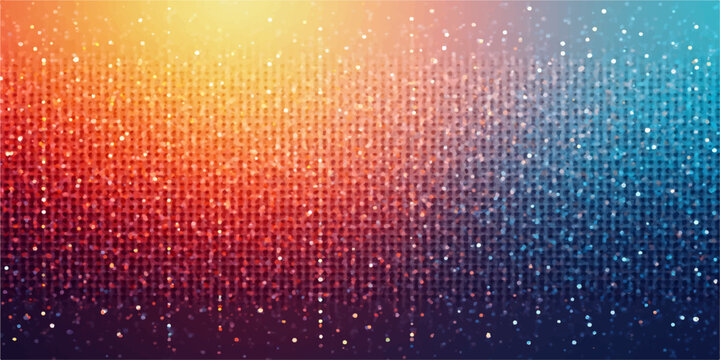Abstract Colorful Mosaic Dots Background with Glowing Rainbow Pixel Light Pattern for Futuristic Digital Wallpaper Vector Illustration