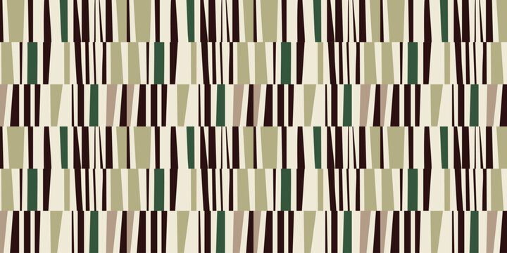 Earthy Olive Green and Brown Vertical Stripe Seamless Pattern Minimalist Abstract Geometric Vector Background