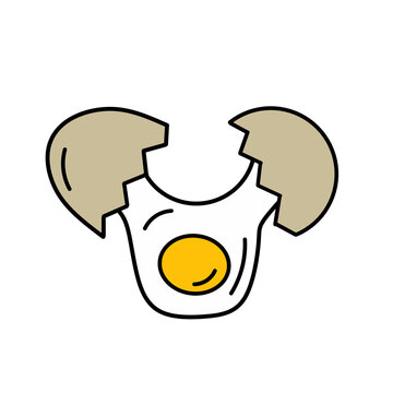 broken egg in a frying pan