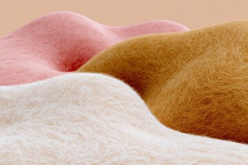 Fototapeta premium Pastel abstract pink white and golden wool texture background with flowing hills for soft wallpaper and banner design