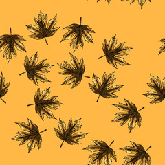 Fototapeta premium pattern leaf hand drawn. flag red, fall foliage, ground yellow maple leaf vector sketch illustration